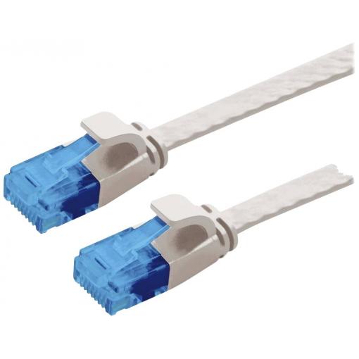 Value 21.99.2013 RJ45 síťové kabely, propojovací kabely CAT 6A U/UTP 3.00 m šedá nestíněný, plochý, pozlacené kontakty 1 ks