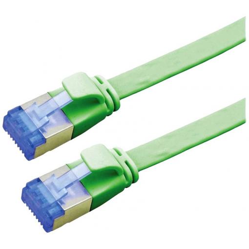Value 21.99.2143 RJ45 síťové kabely, propojovací kabely CAT 6A F/UTP 3.00 m zelená stíněný, plochý, pozlacené kontakty 1 ks