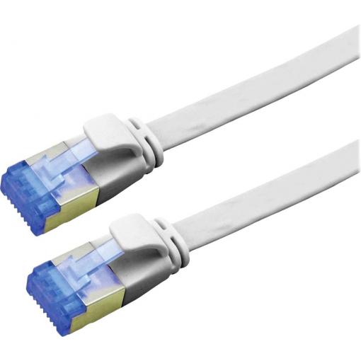 Value 21.99.2113 RJ45 síťové kabely, propojovací kabely CAT 6A F/UTP 3.00 m šedá stíněný, plochý, pozlacené kontakty 1 ks
