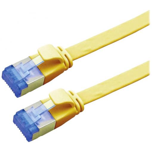 Value 21.99.2131 RJ45 síťové kabely, propojovací kabely CAT 6A F/UTP 1.00 m žlutá stíněný, plochý, pozlacené kontakty 1 ks