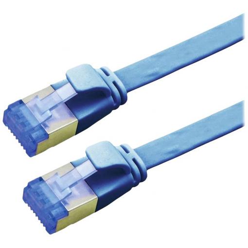 Value 21.99.2150 RJ45 síťové kabely, propojovací kabely CAT 6A F/UTP 0.50 m modrá stíněný, plochý, pozlacené kontakty 1 ks