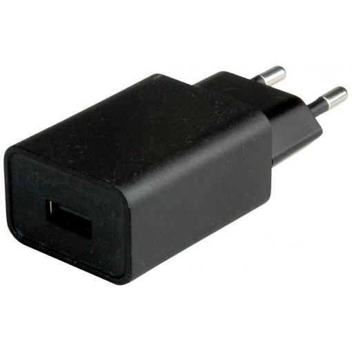 Value USB nabíječka, 1x USB A , 12 W, černá