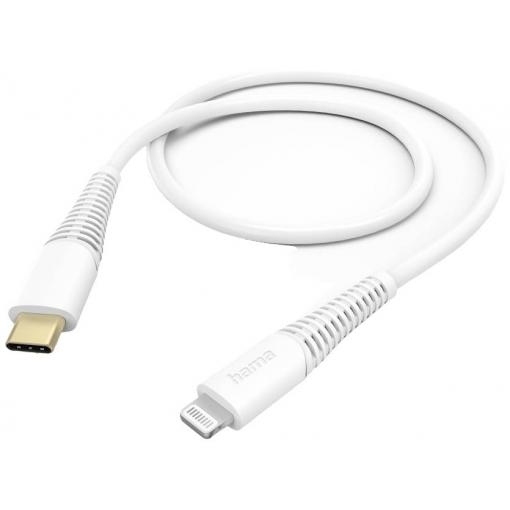 Hama Nabíjecí kabel USB USB 2.0 Apple Lightning konektor, USB-C ® zástrčka 1.50 m bílá 00201603