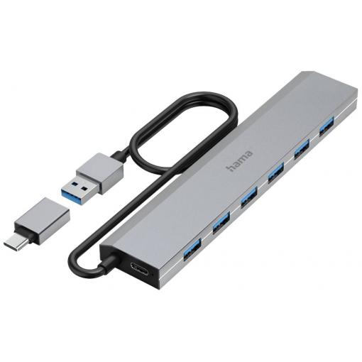Hama 00200137 USB Hub 7 portů USB-A USB 3.2 Gen1 5 GBit/s s konektorem USB C šedá