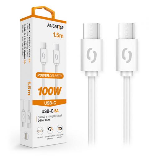 AL.kabel  USB-C/USB-C 1,5m bílý 5A 100W