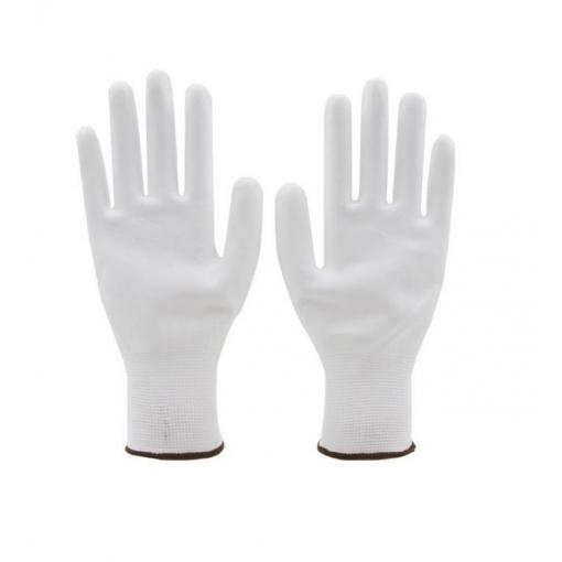 Pracovní rukavice bezešvé s PU dlaní - velikost 8, bílé