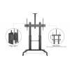 Digitus DA-90452 TV kolečkový vozík 177,8 cm (70) - 304,8 cm (120) nastavitelná výška, odkládací místo na notebook, odkládací místo na klávesnici, naklápěcí,