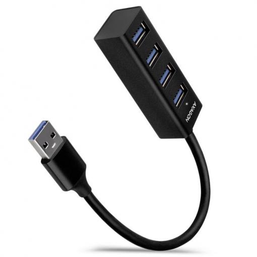 AXAGON HUE-M1A USB Hub 4 porty USB-A USB 3.0 5 GBit/s černá HUE-M1A Mini Hub