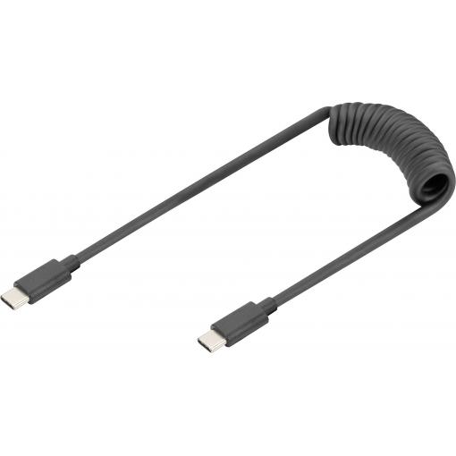 Digitus AK-300431-006-S USB-C® adaptér [1x USB-C® - 1x USB-C®] černá spirálový kabel 1 m