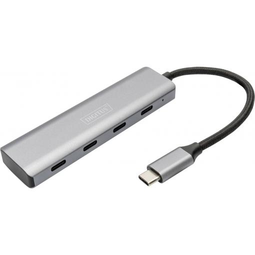 Digitus DA-70246 USB Hub 4 porty USB-A USB 3.1 Gen1 5 GBit/s s hliníkovým krytem tmavě šedá DA-70246