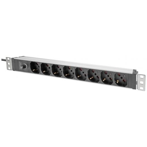 Digitus DN-95410-IT 19 palec zásuvková lišta pro datové skříně 1 U zásuvka s ochranným kontaktem hliníkový profil, pevná vestavba, vč. 2 kovových úchytů, s
