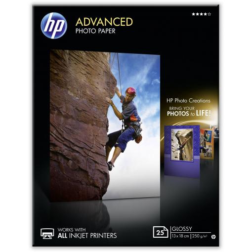 HP Advanced Photo Paper Q8696A fotografický papír 13 x 18 cm 250 g/m² 25 listů lesklý