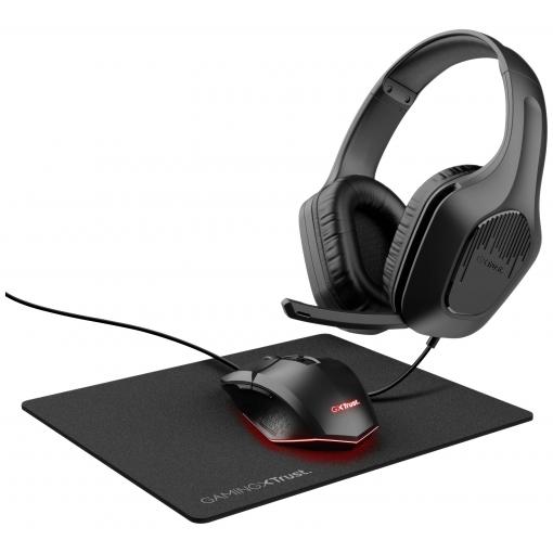 Trust GXT 790 3-in-1 optická sada herní myši a náhlavní soupravy, přenos USB, černá