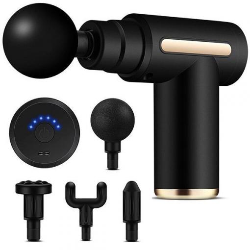 Masážní pistole h_v242b, 6 stupňů intenzity, 4 tipy, USB-C