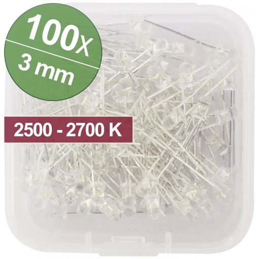 Quadrios sada LED teplá bílá 3 mm 25 ° 20 mA 3.0 V