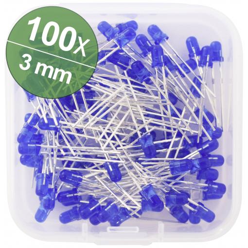 Quadrios sada LED modrá 3 mm 20 mA 3.0 V