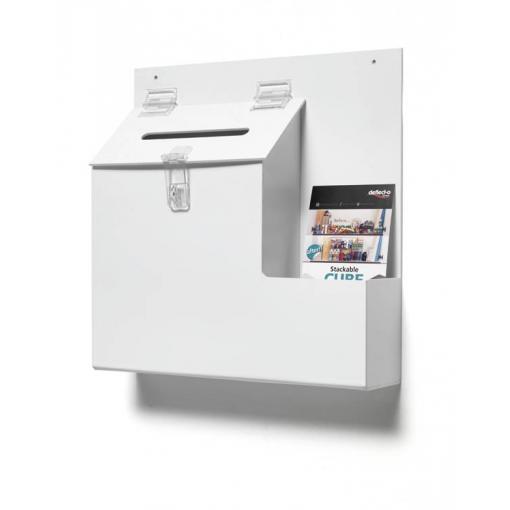 Deflecto box pro promoakce s vhazovacím výřezem, zamykatelný bílá (š x v x h) 35.5 x 36 x 9 cm 1 ks