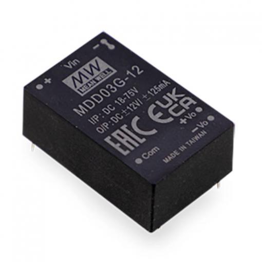 MEAN WELL MDD03F-12 DC/DC měnič napětí do DPS 125 mA 3 W Počet výstupů: 2 x Obsah 1 ks