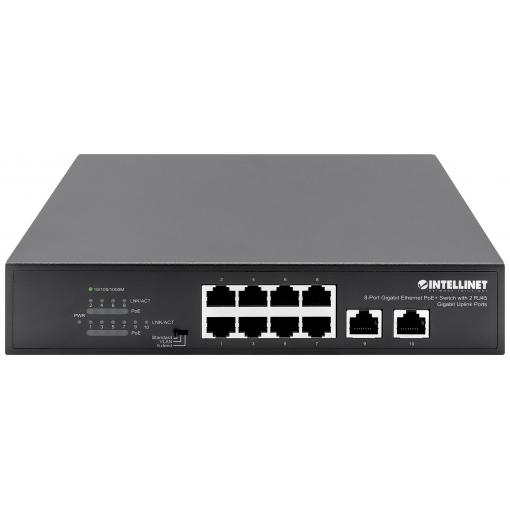Intellinet 8-Port Gigabit Ethernet PoE+ Switch mit 2 RJ45 Gigabit Uplink-Ports 120W síťový switch 10 / 100 / 1000 MBit/s IEEE802.3af (15,4 W), IEEE802.3at (30