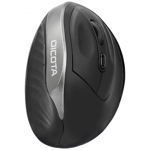 Dicota RELAX optická ergonomická myš, přenos bezdrátový, 5 tlačítko, 800 dpi, 1200 dpi, 1600 dpi, černá