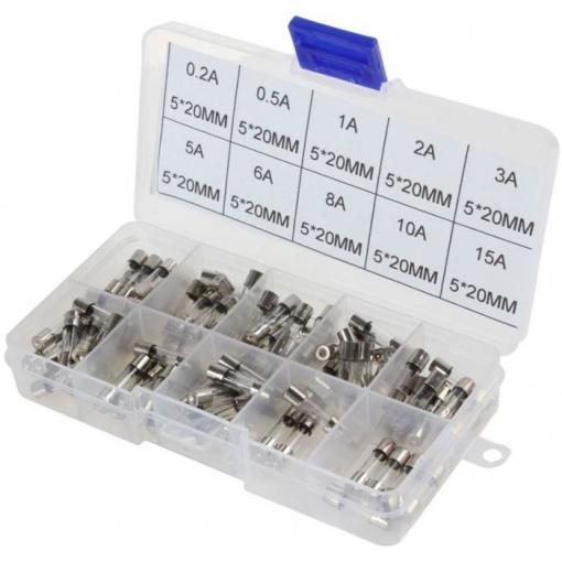 Pojistka trubičková 5×20 mm 0,2–20 A, sada 100 ks