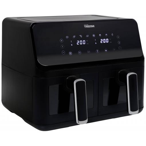 Tristar FR-9040 dvojitá fritéza, 8 l, 2700 W, horkovzdušný, funkce časovače, nepřilnavý povlak, teplota varu, černá
