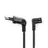 Napájecí kabel úhlový, EURO kon., černý, plochý, 2x 0,75mm, 3m