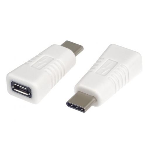 Adaptér USB-C Male na micro USB 2.0 Female, bílá, PremiumCord