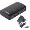 Renkforce RF-3016752 USB Hub 4 porty USB-A USB 3.0 5 GBit/s se stavovými LED černá