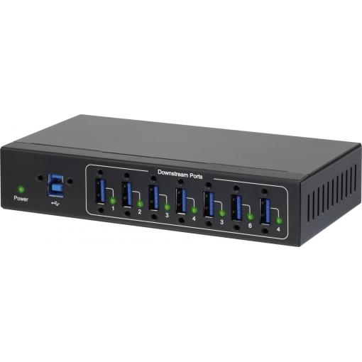 Renkforce RF-3513012 USB Hub 7 portů USB-A USB 3.0 5 GBit/s pro průmyslové použití, pro montáž na zeď černá
