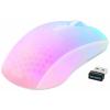 DELTACO GAMING WM89 herní myš bezdrátový optická bílá, transparentní 6 tlačítko 10000 dpi odnímatelný kabel, s podsvícením, integrovaný scrollpad, nabíjecí