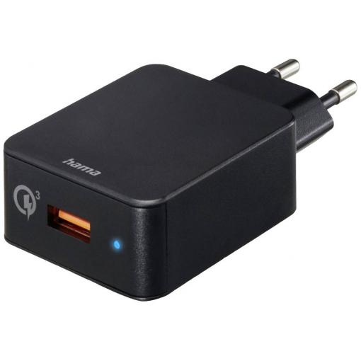Hama USB nabíječka, 1x USB A , 19.50 W, černá