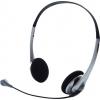 Renkforce Headset otevřená (On Ear) kabelová stereo černá, stříbrná regulace hlasitosti Počítače
