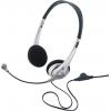 Renkforce Headset otevřená (On Ear) kabelová stereo černá, stříbrná regulace hlasitosti Počítače