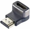 SpeaKa Professional SP-11306836 HDMI adaptér [1x HDMI zástrčka - 1x HDMI zásuvka] černá, stříbrná UHD 8K @ 60 Hz, UHD 4K @ 120 Hz 90° zatočeno dolů
