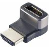 SpeaKa Professional SP-11302012 HDMI adaptér [1x HDMI zástrčka - 1x HDMI zásuvka] černá, stříbrná UHD 8K @ 60 Hz, UHD 4K @ 120 Hz 90° zatočeno nahoru