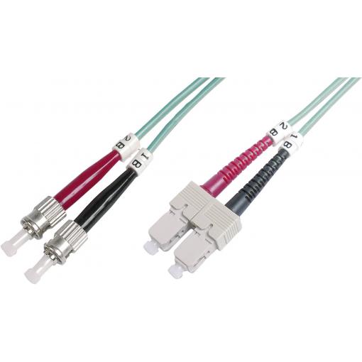 Digitus DK-2512-02/3 optické vlákno optické vlákno kabel 2.00 m tyrkysová [1x ST zástrčka - 1x zástrčka SC] 50/125 µ Multimode OM3