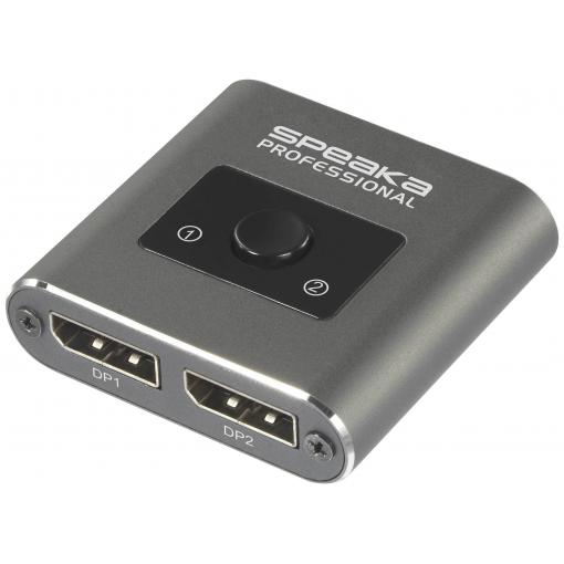 SpeaKa Professional SP-BDS-250 2 porty DisplayPort přepínač UHD 8K @ 60 Hz, UHD 4K @ 120 Hz