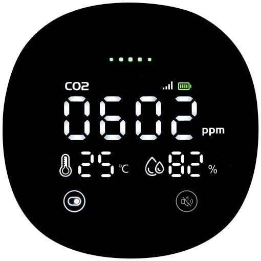 ZR360CDA detektor oxidu uhličitého Ovládání přes aplikaci napájení přes USB, detekce oxidu uhličitého (CO2)
