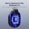 EKSA H5 Headset otevřená (On Ear) Bluetooth® černá Redukce šumu mikrofonu, Potlačení hluku headset, se základní stanicí Bluetooth® , vč. nabíjecí a dokovací
