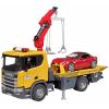 bruder Scania Super 560R vybožovací nákladní vůz s vozem Roadster hotový model Model užitkového vozidla