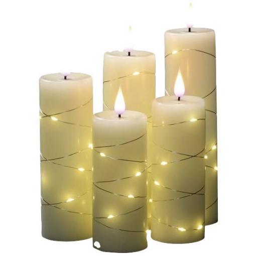 Konstsmide 1845-190 LED svíčka z vosku sada 5 ks teplá bílá teplá bílá (Ø x v) 55 mm x 200 mm časoměřič, se spínačem