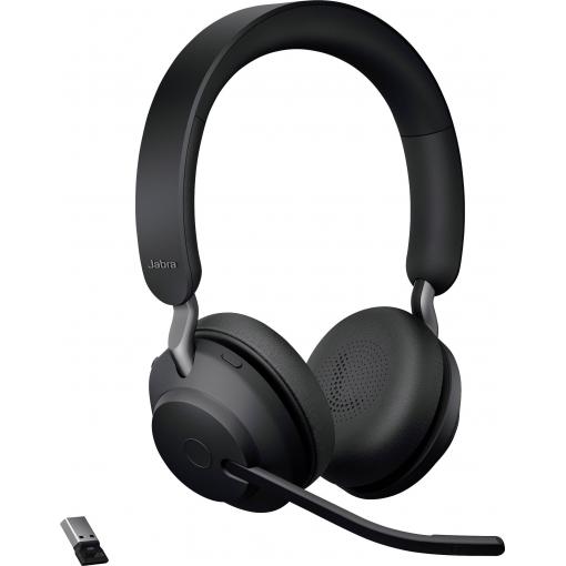 Jabra Evolve2 65 UC Headset otevřená (On Ear) Bluetooth® stereo černá Potlačení hluku regulace hlasitosti, Indikátor nabití, Vypnutí zvuku mikrofonu telefon