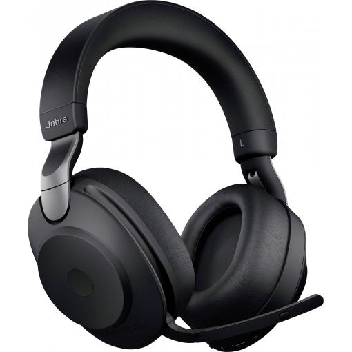 Jabra Evolve2 85 UC Headset uzavřená (Over Ear) Bluetooth®, kabelová stereo černá Redukce šumu mikrofonu regulace hlasitosti, Indikátor nabití, Vypnutí zvuku