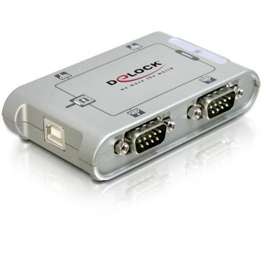 Delock 87414 USB Hub 4 porty USB-A USB 2.0 480 MBit/s stříbrná Delock USB 2.0 to 4 port serial HUB - Serieller Adapter