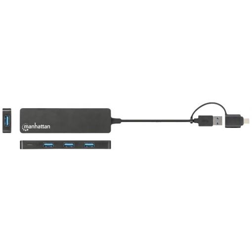 Manhattan 180863 USB Hub 4 porty USB-A USB 3.0 5 GBit/s černá 180863