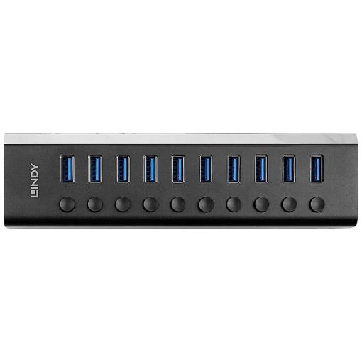 LINDY 43370 USB Hub 10 portů USB-A USB 3.0 5 GBit/s černá 43370