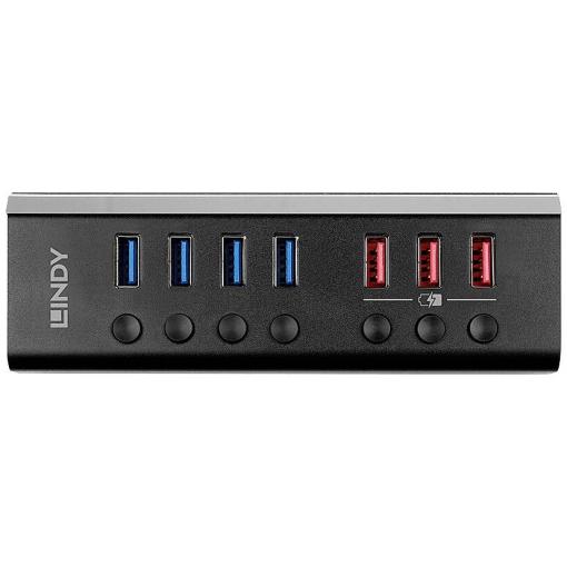 LINDY 43371 USB Hub 8 portů USB-A USB 3.0 5 GBit/s černá 43371