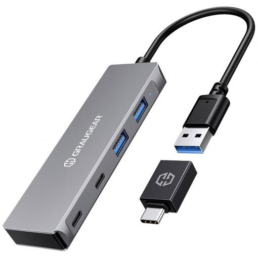 GrauGear G-HUB2A2C-AC USB Hub 4 porty USB-A, USB-C® USB 3.0 5 GBit/s stříbrná G-HUB2A2C-AC