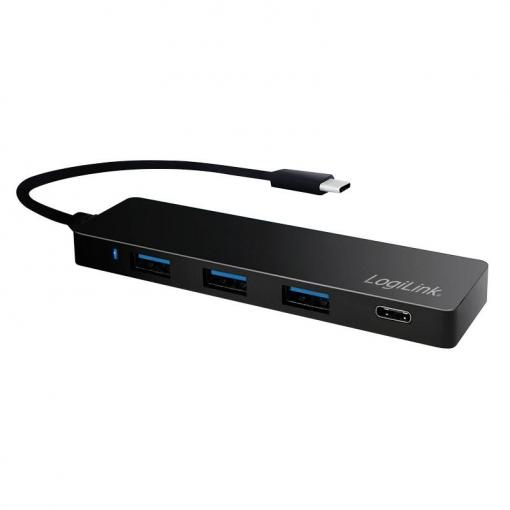 LogiLink UA0311 USB Hub 4 porty USB-A USB 3.1 Gen1 5 GBit/s s konektorem USB C černá UA0311